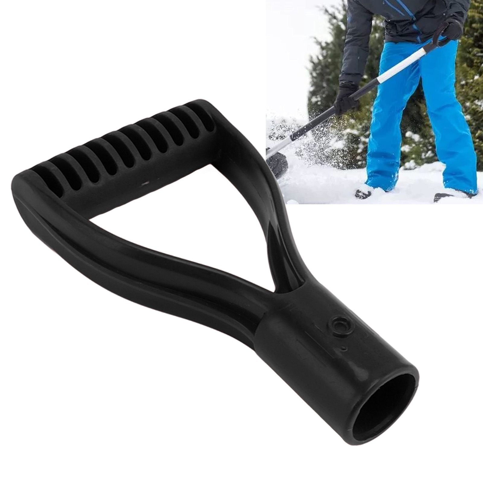 Spade Handle Plastic 32mm Inner Diameter D Grip Handle Shovel Handle Replacement for Snow Shovel Digging Raking Black