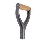 Shovel Handle Y Shaped 12.22in Inside Diameter Replacement Spade Handle with Wooden Grip for Garden Digging Raking Tool Silver