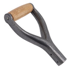 Shovel Handle Y Shaped 12.22in Inside Diameter Replacement Spade Handle with Wooden Grip for Garden Digging Raking Tool Silver
