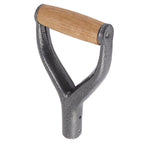 Shovel Handle Y Shaped 12.22in Inside Diameter Replacement Spade Handle with Wooden Grip for Garden Digging Raking Tool Silver