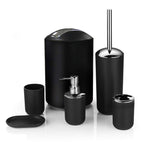 Trash Can Toothbrush Holder Set Toilet Brush Soap Box Lotion Dispenser Black Hotel Bathroom Accessories