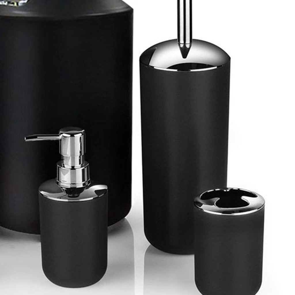 Trash Can Toothbrush Holder Set Toilet Brush Soap Box Lotion Dispenser Black Hotel Bathroom Accessories