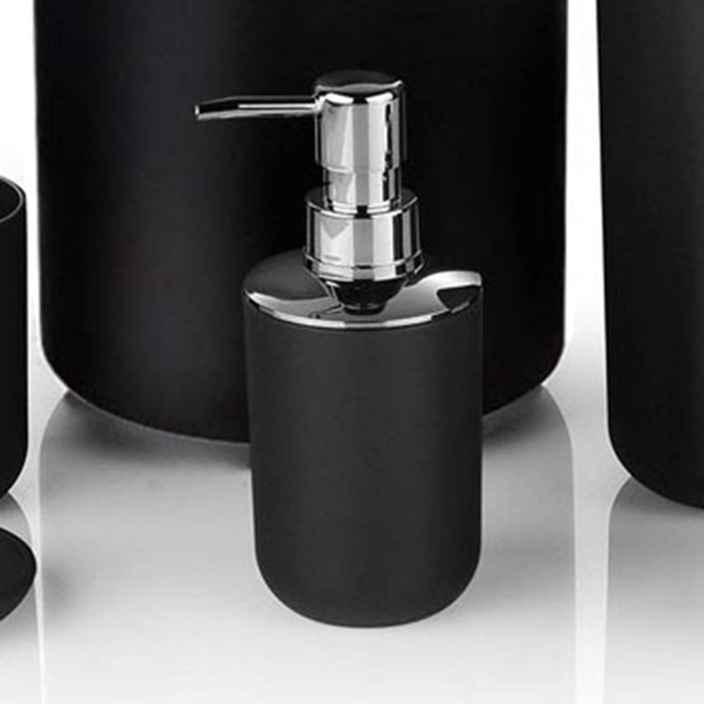 Trash Can Toothbrush Holder Set Toilet Brush Soap Box Lotion Dispenser Black Hotel Bathroom Accessories