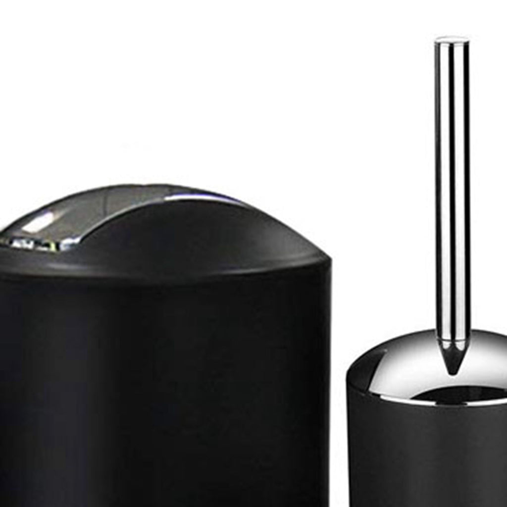 Trash Can Toothbrush Holder Set Toilet Brush Soap Box Lotion Dispenser Black Hotel Bathroom Accessories