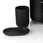 Trash Can Toothbrush Holder Set Toilet Brush Soap Box Lotion Dispenser Black Hotel Bathroom Accessories