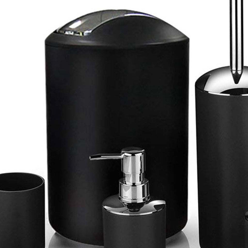 Trash Can Toothbrush Holder Set Toilet Brush Soap Box Lotion Dispenser Black Hotel Bathroom Accessories