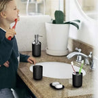 Trash Can Toothbrush Holder Set Toilet Brush Soap Box Lotion Dispenser Black Hotel Bathroom Accessories