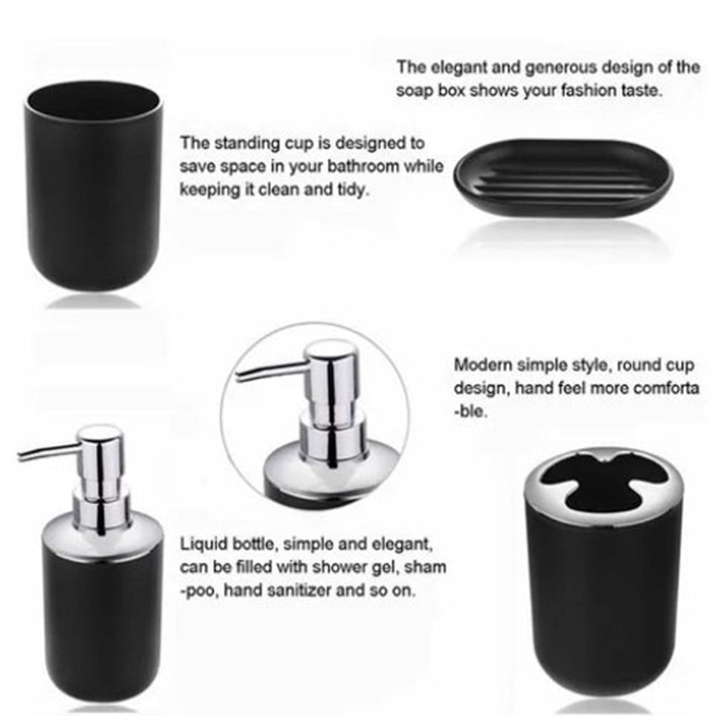 Trash Can Toothbrush Holder Set Toilet Brush Soap Box Lotion Dispenser Black Hotel Bathroom Accessories