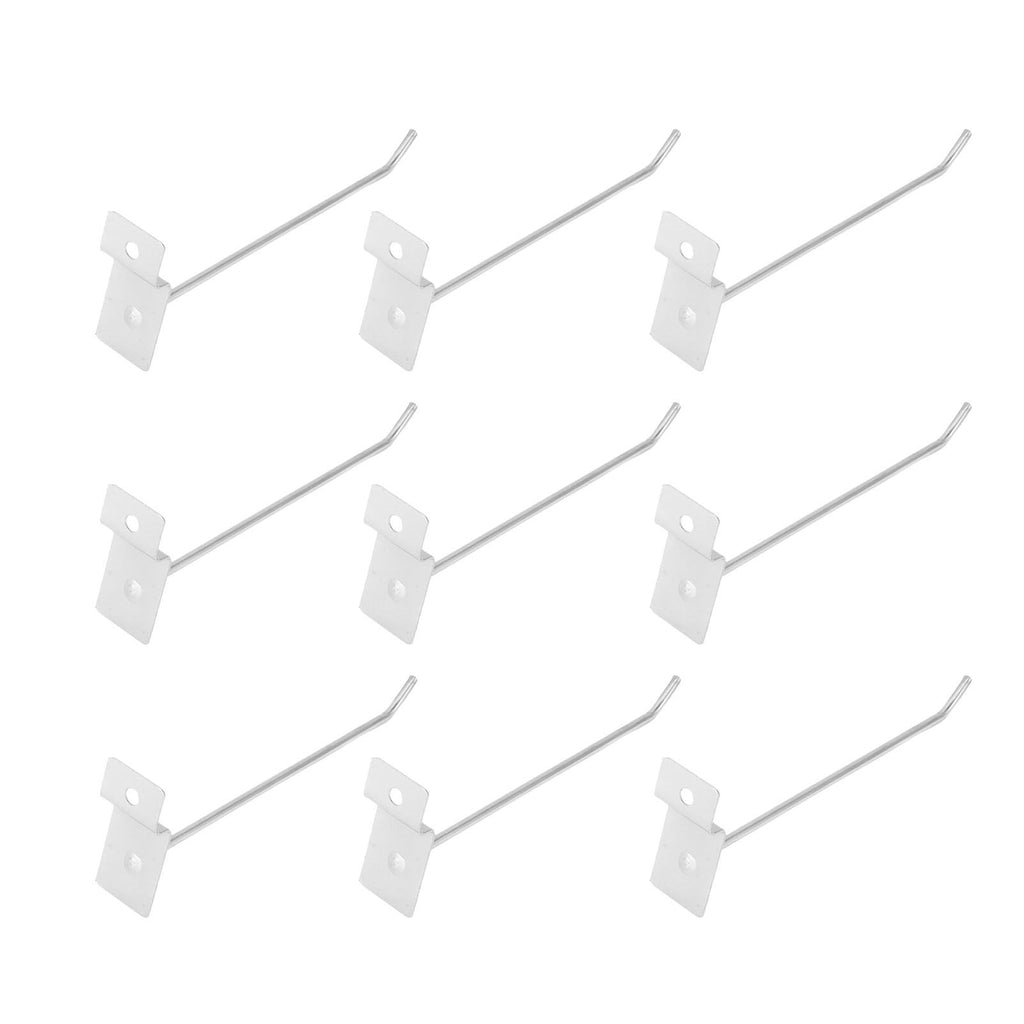50pcs Slatwall Hooks Slot Plate Hook Slotted Plate Single Wire Hooks for Retail Display 15cm 3.3mm Diameter Silver