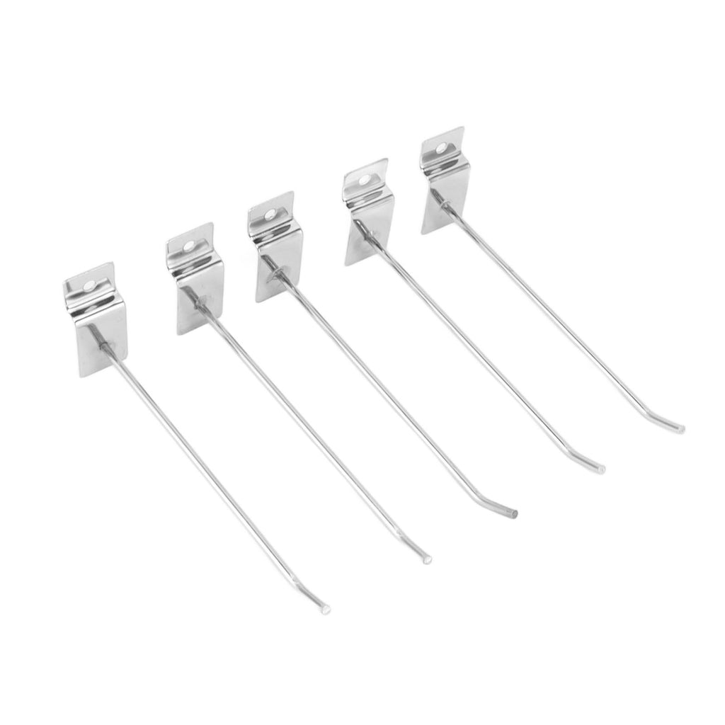 50pcs Slatwall Hooks Slot Plate Hook Slotted Plate Single Wire Hooks for Retail Display 15cm 3.3mm Diameter Silver