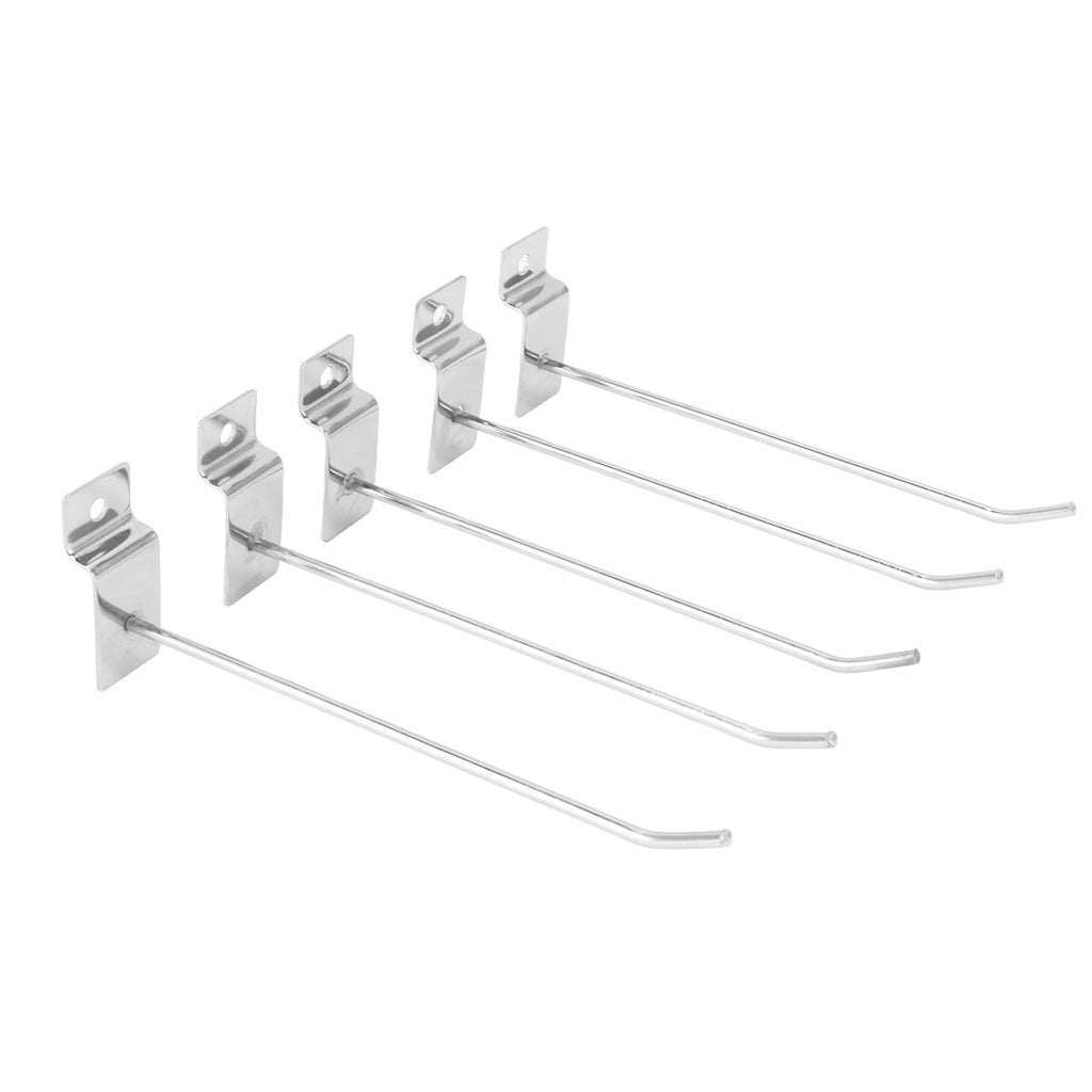 50pcs Slatwall Hooks Slot Plate Hook Slotted Plate Single Wire Hooks for Retail Display 15cm 3.3mm Diameter Silver