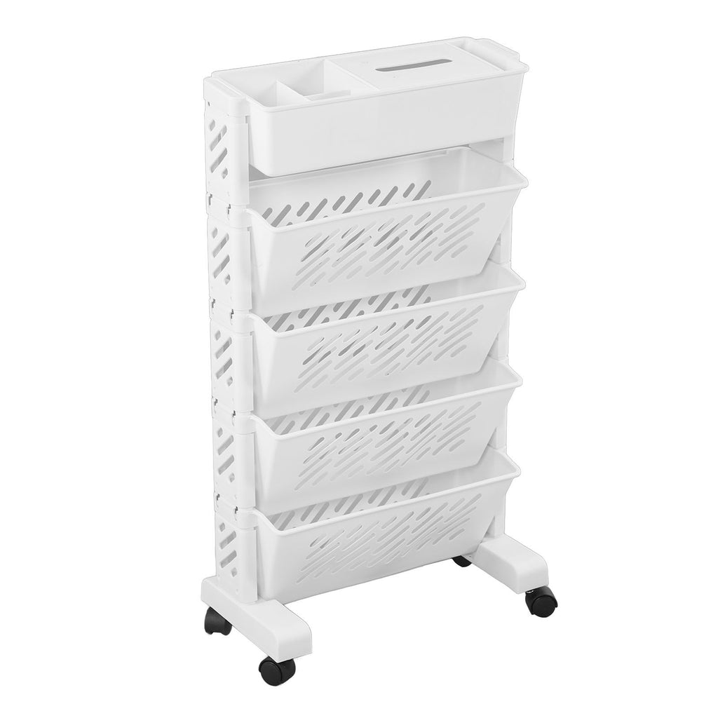 White Storage Organizer Shelf Removable Plastic Movable Bookshelf for Home Study Room 5 Layer