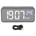 LED Mirror Digital Alarm Clock Large Screen Intelligent Brightness Adjust Snooze Function Power Off Memory 13 Songs for Home