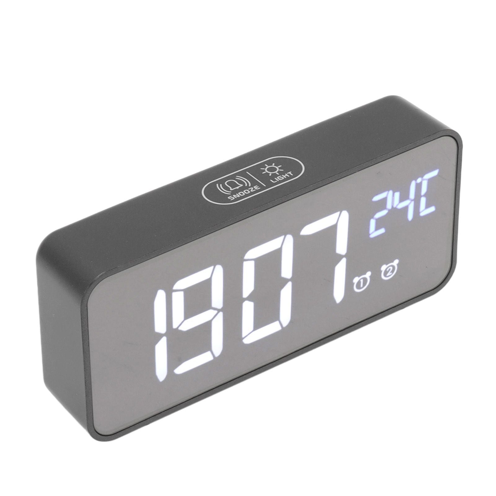 LED Mirror Digital Alarm Clock Large Screen Intelligent Brightness Adjust Snooze Function Power Off Memory 13 Songs for Home