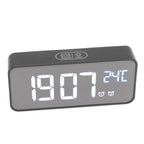 LED Mirror Digital Alarm Clock Large Screen Intelligent Brightness Adjust Snooze Function Power Off Memory 13 Songs for Home
