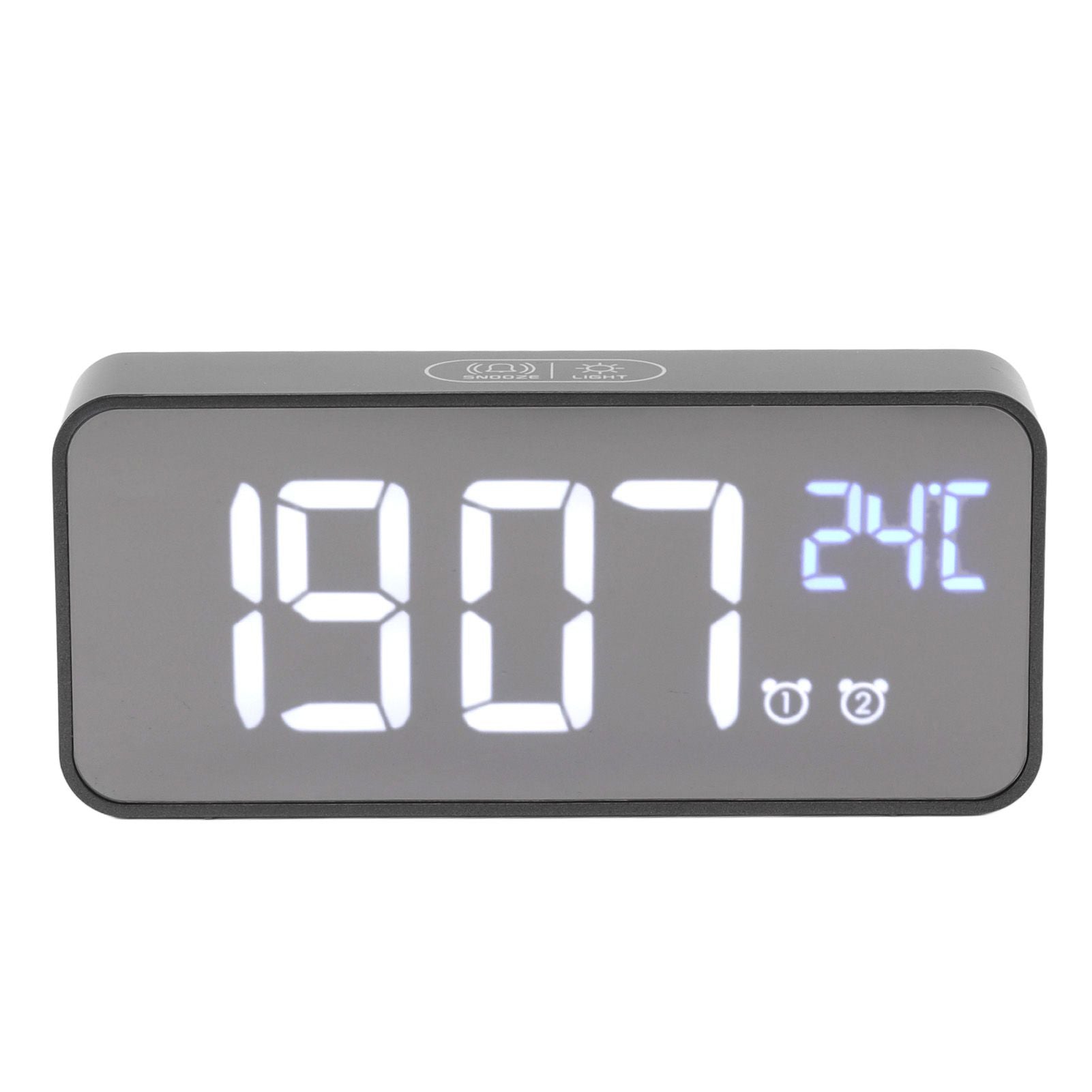 LED Mirror Digital Alarm Clock Large Screen Intelligent Brightness Adjust Snooze Function Power Off Memory 13 Songs for Home