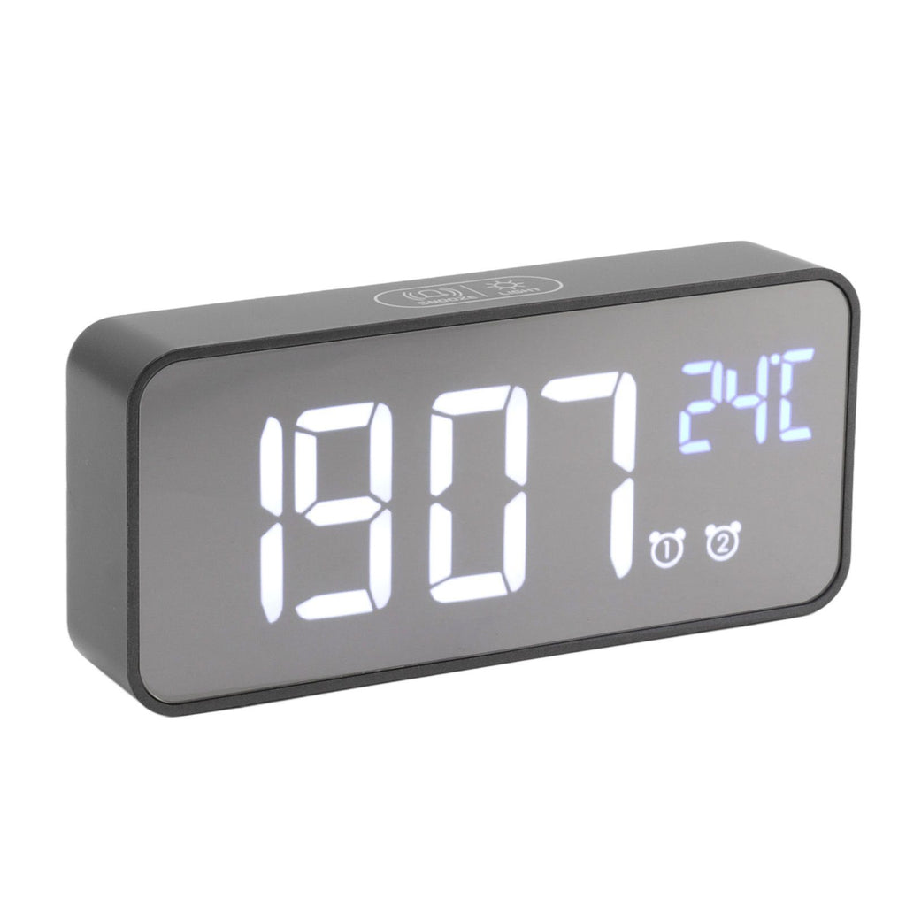 LED Mirror Digital Alarm Clock Large Screen Intelligent Brightness Adjust Snooze Function Power Off Memory 13 Songs for Home