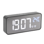 LED Mirror Digital Alarm Clock Large Screen Intelligent Brightness Adjust Snooze Function Power Off Memory 13 Songs for Home