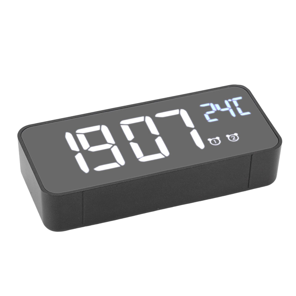 LED Mirror Digital Alarm Clock Large Screen Intelligent Brightness Adjust Snooze Function Power Off Memory 13 Songs for Home