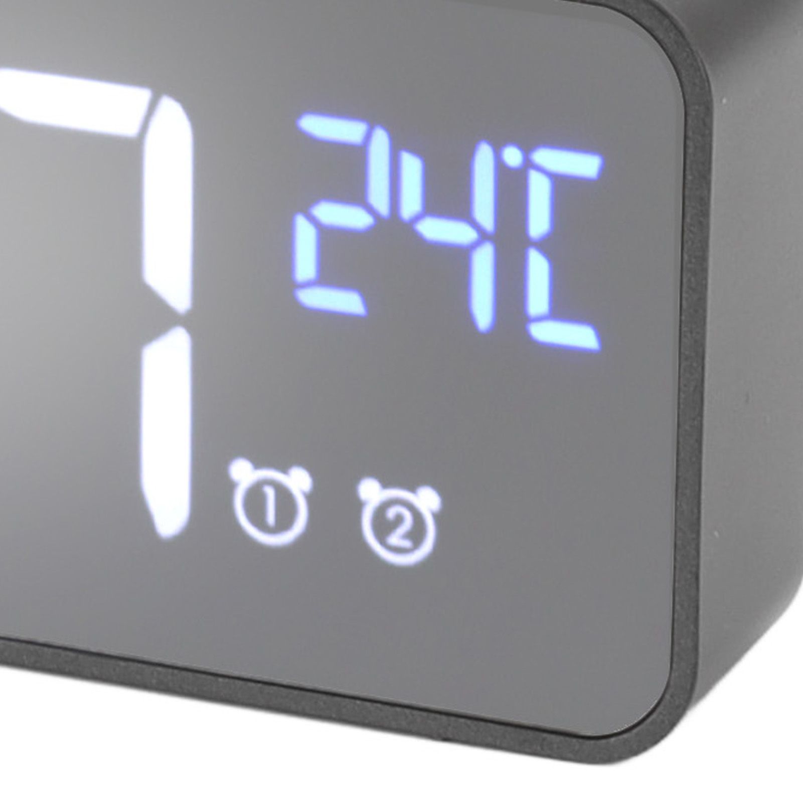 LED Mirror Digital Alarm Clock Large Screen Intelligent Brightness Adjust Snooze Function Power Off Memory 13 Songs for Home