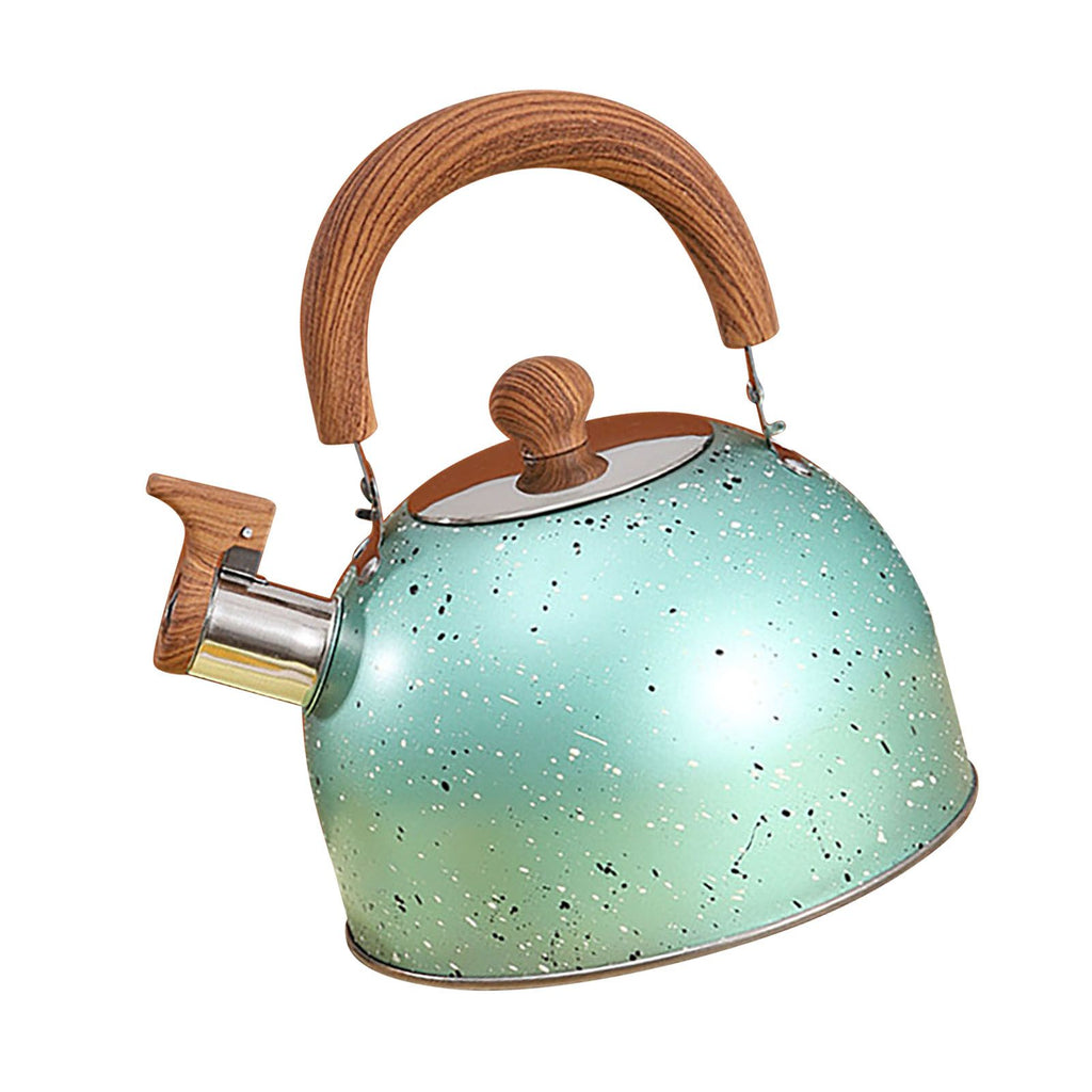 Water Kettle Stainless Steel Whistle Water Kettle Large Capacity Flat Bottomed for Gas Induction Cooker Boil Water 2L Green