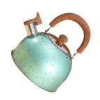 Water Kettle Stainless Steel Whistle Water Kettle Large Capacity Flat Bottomed for Gas Induction Cooker Boil Water 2L Green