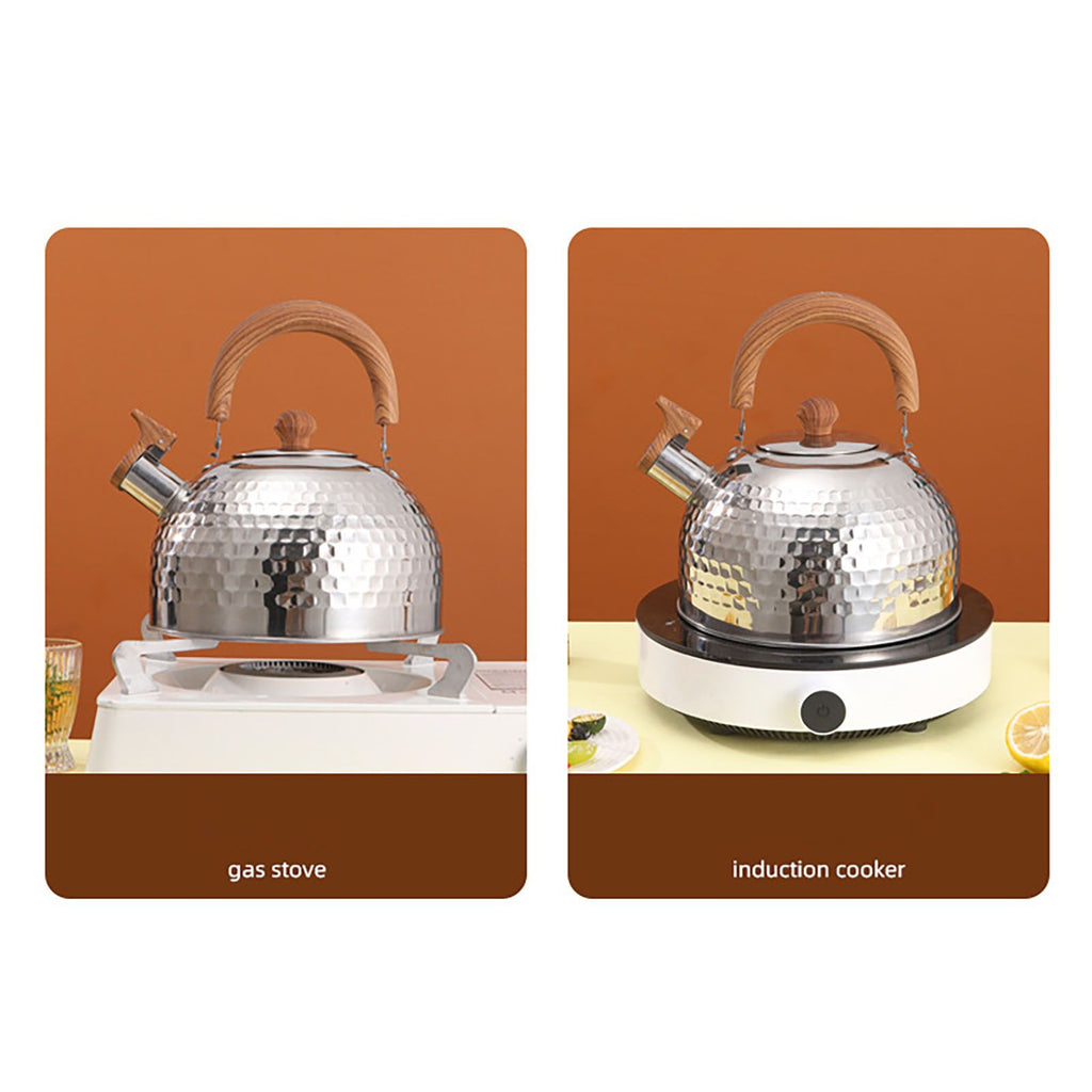 Water Kettle Stainless Steel Whistle Water Kettle Large Capacity Flat Bottomed for Gas Induction Cooker Boil Water 2L Green