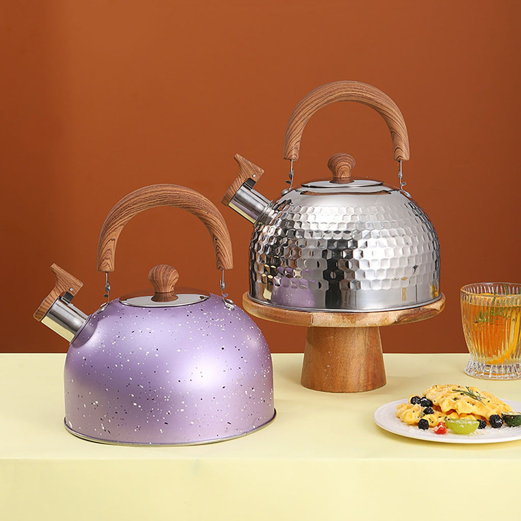 Water Kettle Stainless Steel Whistle Water Kettle Large Capacity Flat Bottomed for Gas Induction Cooker Boil Water 2L Green