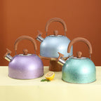 Water Kettle Stainless Steel Whistle Water Kettle Large Capacity Flat Bottomed for Gas Induction Cooker Boil Water 2L Green
