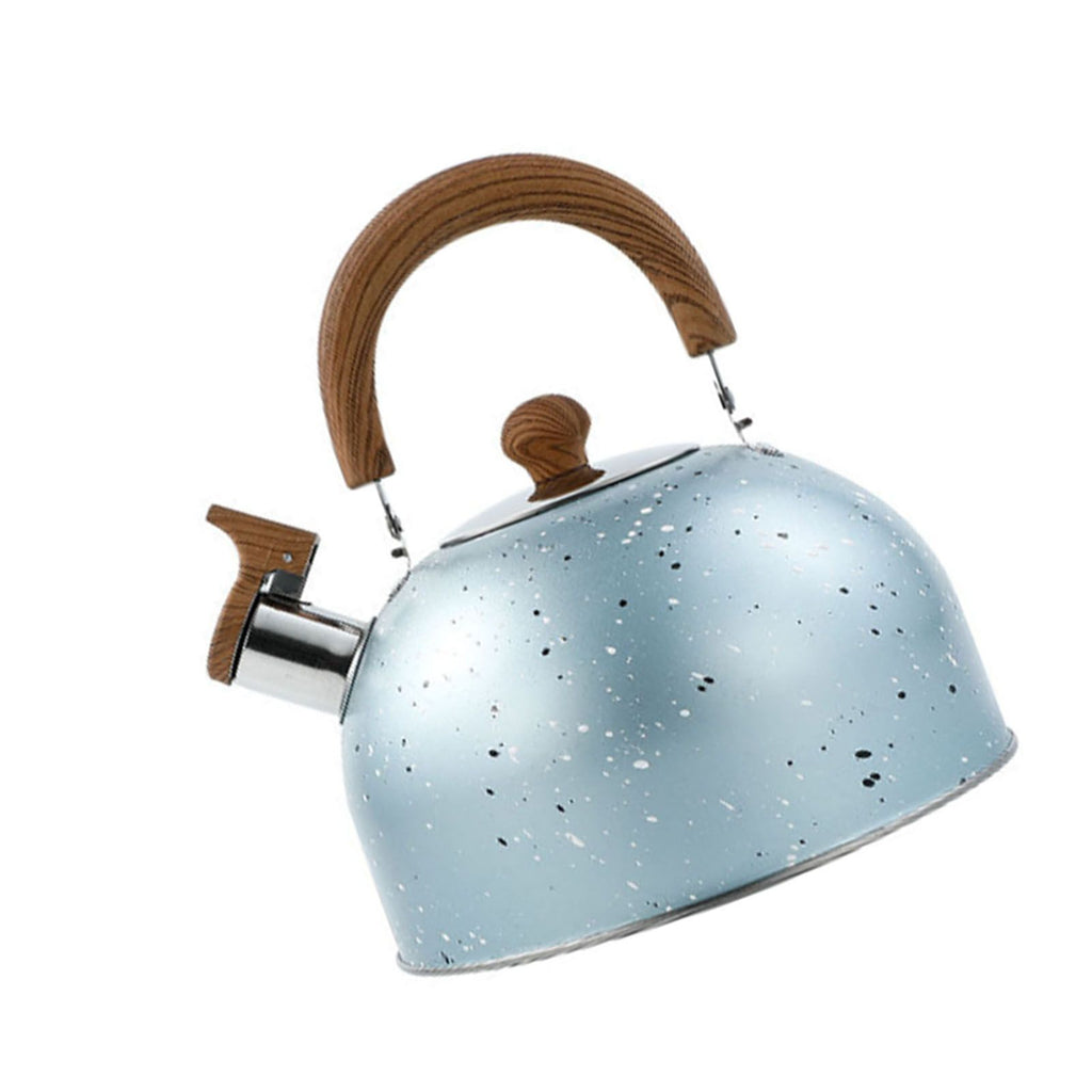Water Kettle Stainless Steel Whistle Water Kettle Large Capacity Flat Bottomed for Gas Induction Cooker Boil Water 2L Blue