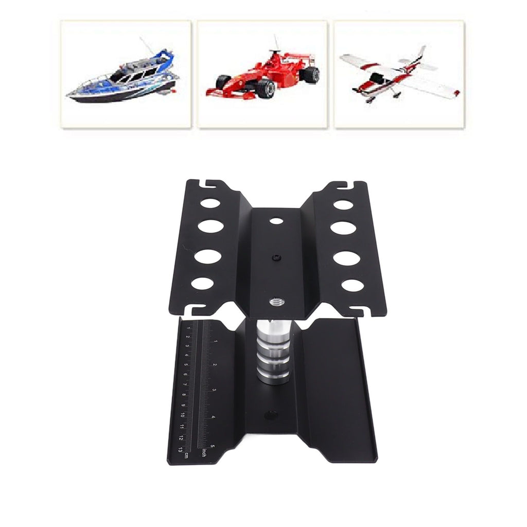 RC Car Work Stand Aluminum Repair Workstation Model Repair Table With Accurate Scale 360 Degree Rotation Black