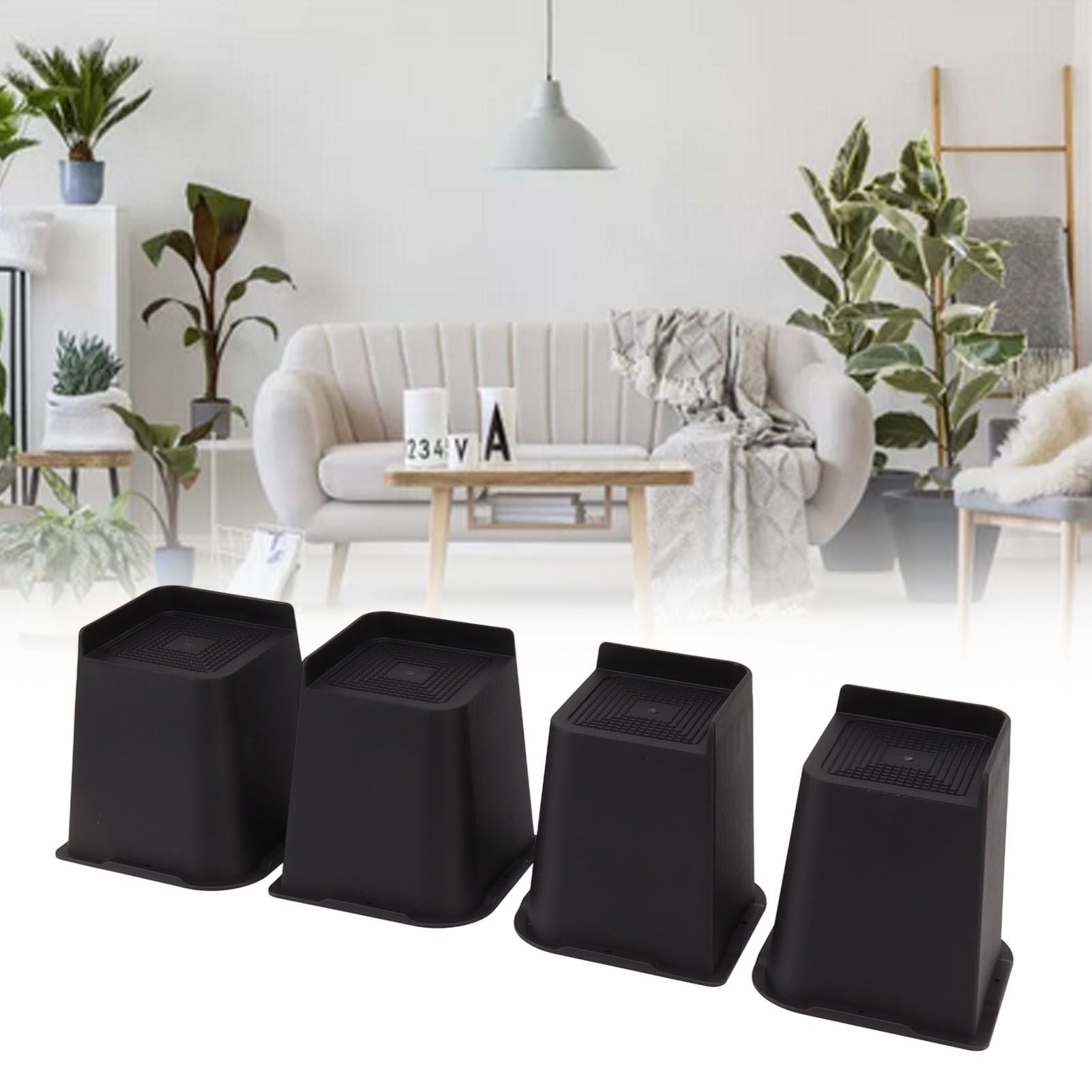 4Pcs Furniture Riser 6in Heavy Duty Slip Proof ABS Bed Rise Lift Block for Chair Sofa