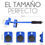 Heavy Duty Furniture Lifter Household Furniture Mover with 4 Wheel Rollers 1 Wheel Bar Blue