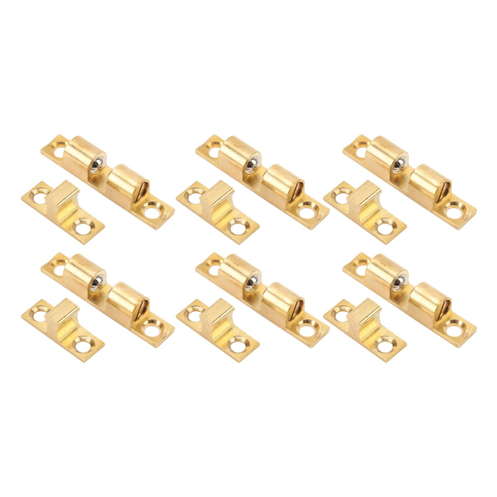 6 Set Cabinet Door Catch Brass Cabinet Door Closet Ball Tension Catch Latch with Gold Screw for Most Cabinets 50mm / 2in