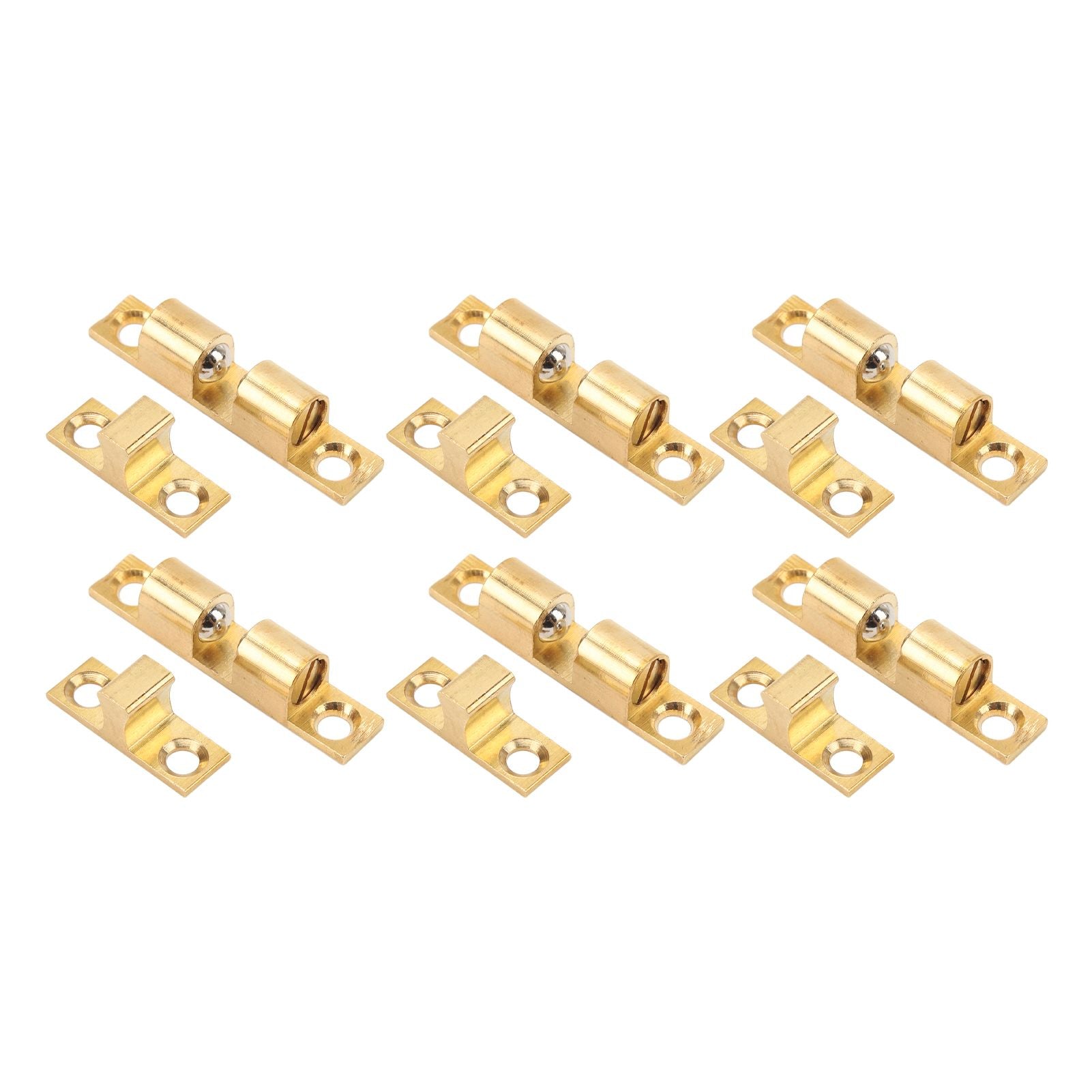6 Set Cabinet Door Catch Brass Cabinet Door Closet Ball Tension Catch Latch with Gold Screw for Most Cabinets 50mm / 2in