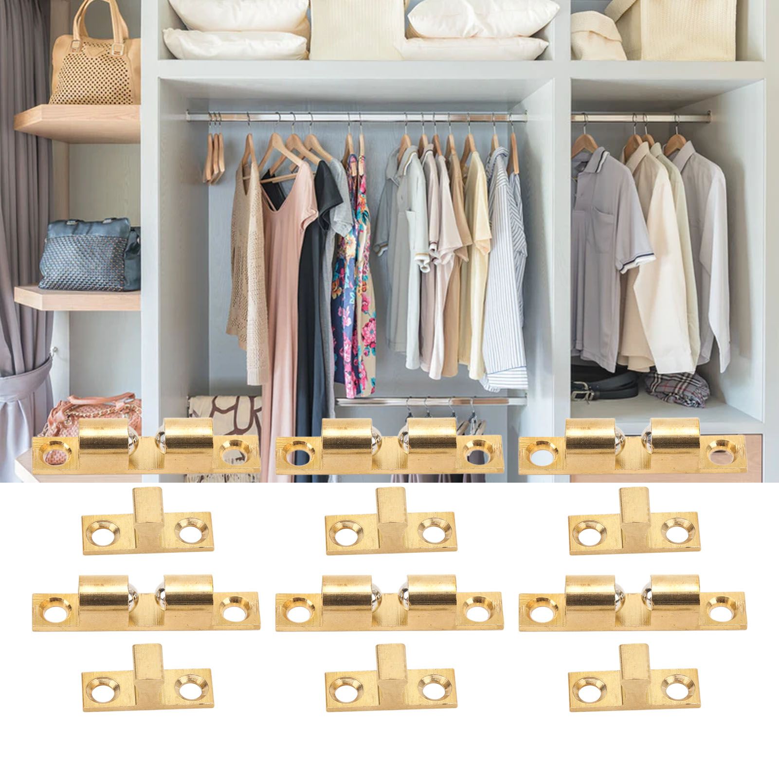 6 Set Cabinet Door Catch Brass Cabinet Door Closet Ball Tension Catch Latch with Gold Screw for Most Cabinets 50mm / 2in
