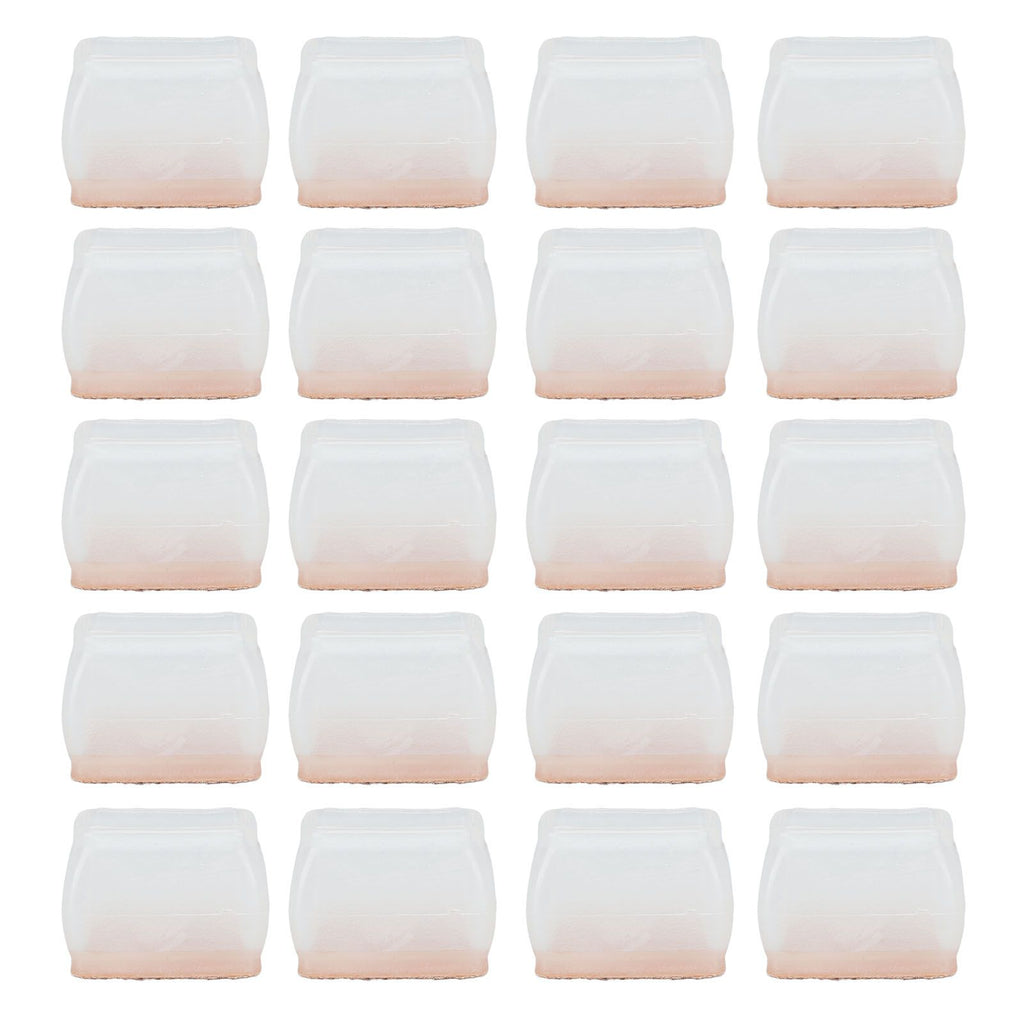 20Pcs Chair Leg Protector for Hardwood Floor Rubber Felt Furniture Pad Cover Non Scratches Noise Transparent Rectangle S