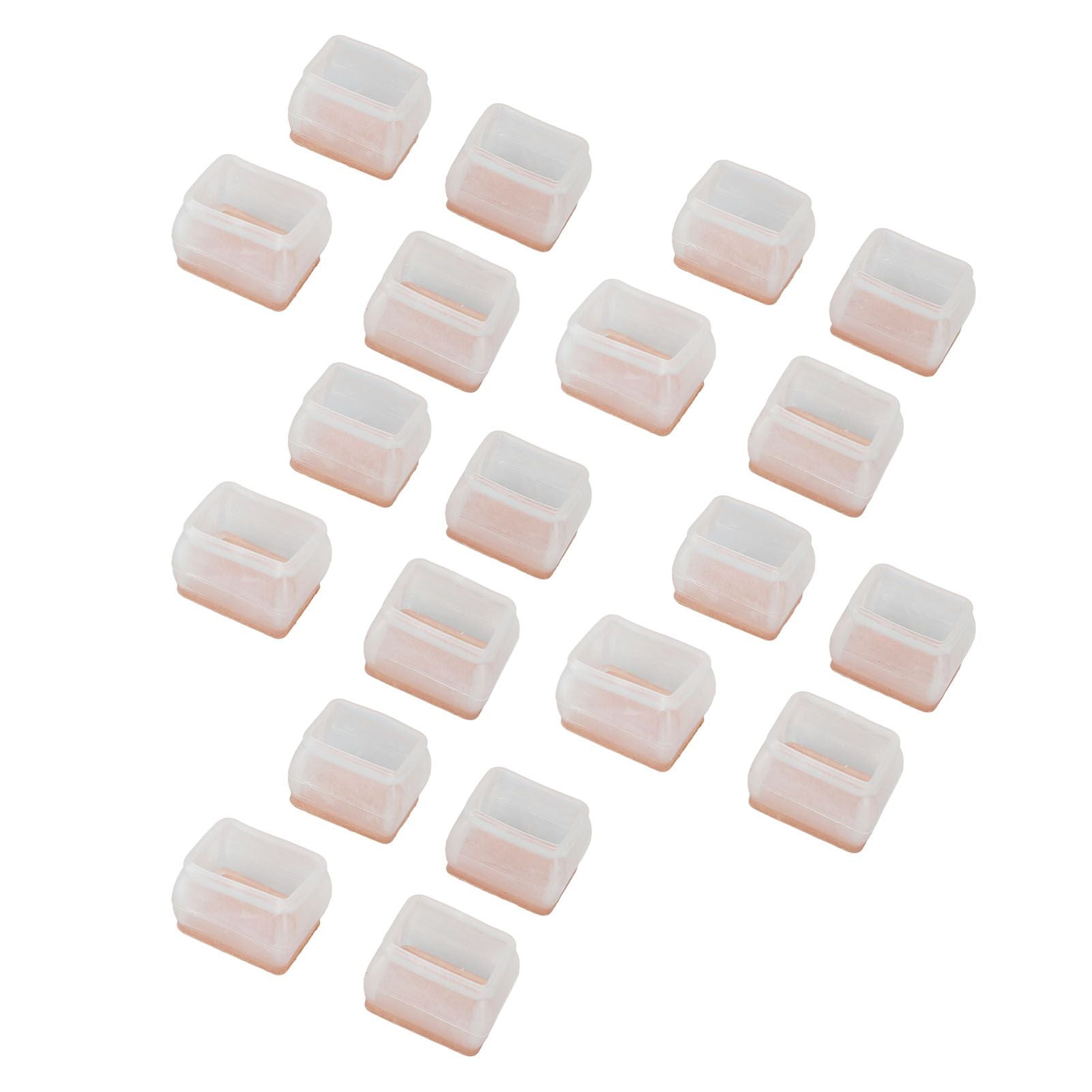 20Pcs Chair Leg Protector for Hardwood Floor Rubber Felt Furniture Pad Cover Non Scratches Noise Transparent Rectangle S