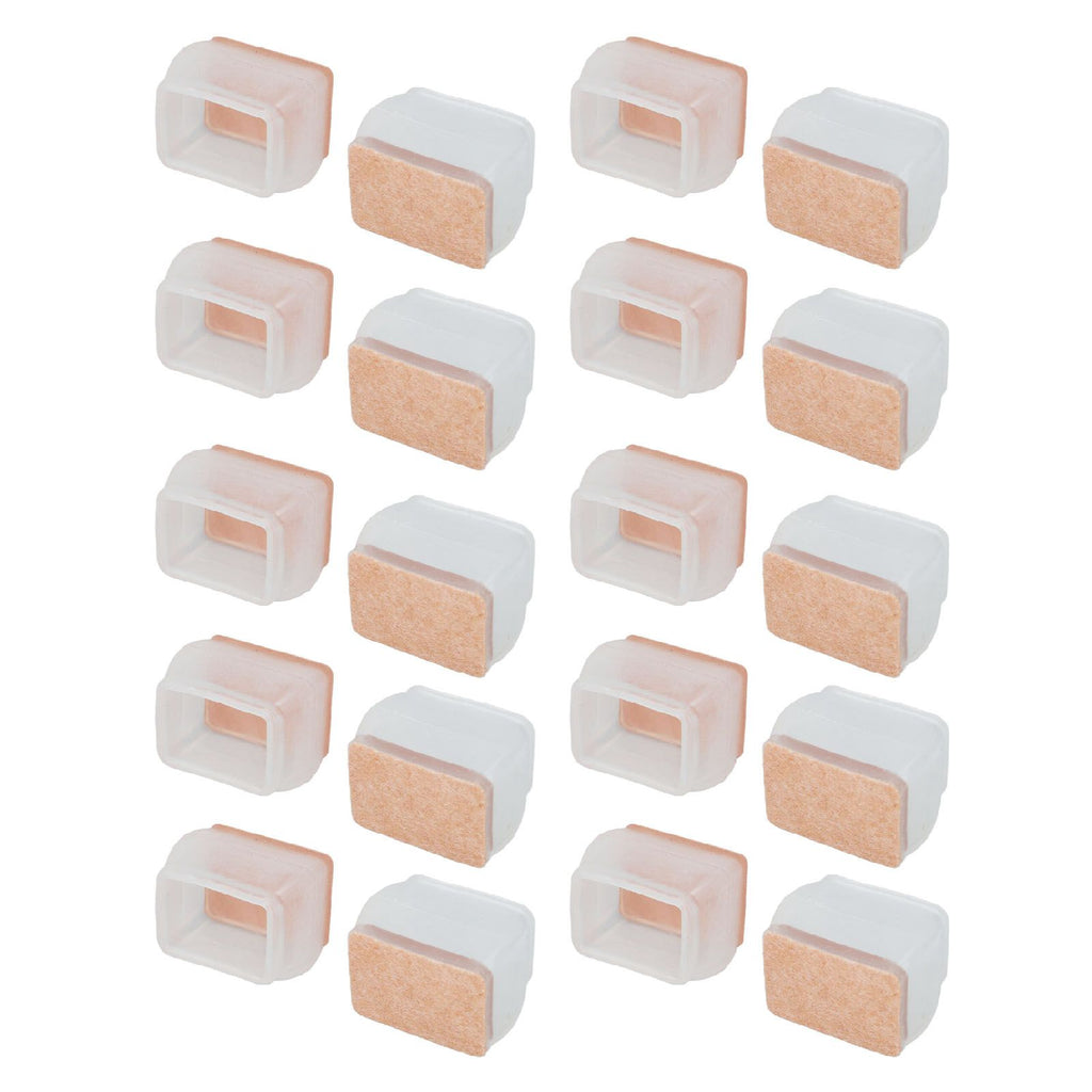 20Pcs Chair Leg Protector for Hardwood Floor Rubber Felt Furniture Pad Cover Non Scratches Noise Transparent Rectangle S