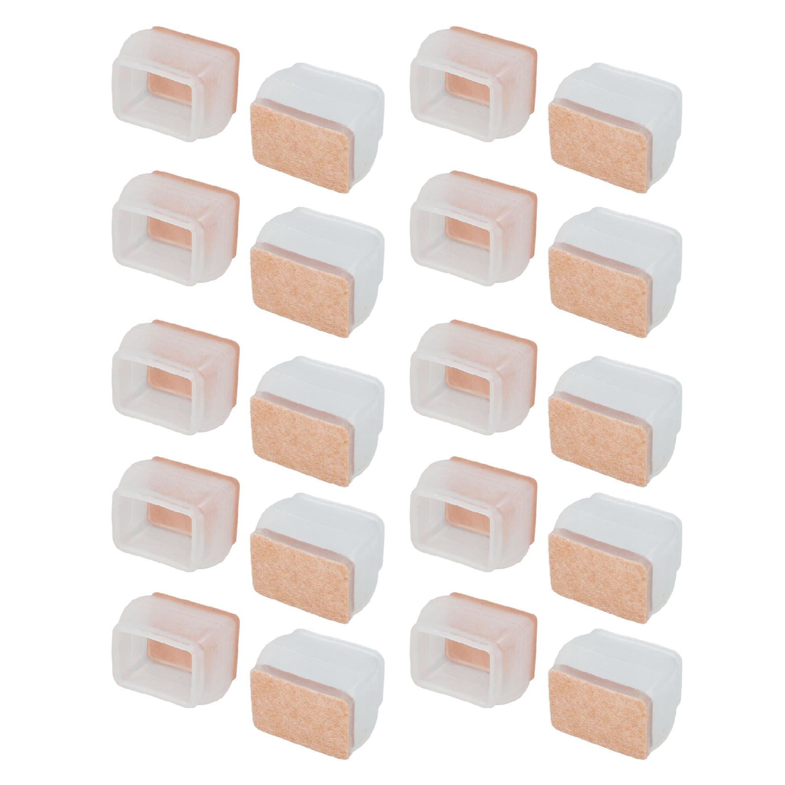 20Pcs Chair Leg Protector for Hardwood Floor Rubber Felt Furniture Pad Cover Non Scratches Noise Transparent Rectangle S