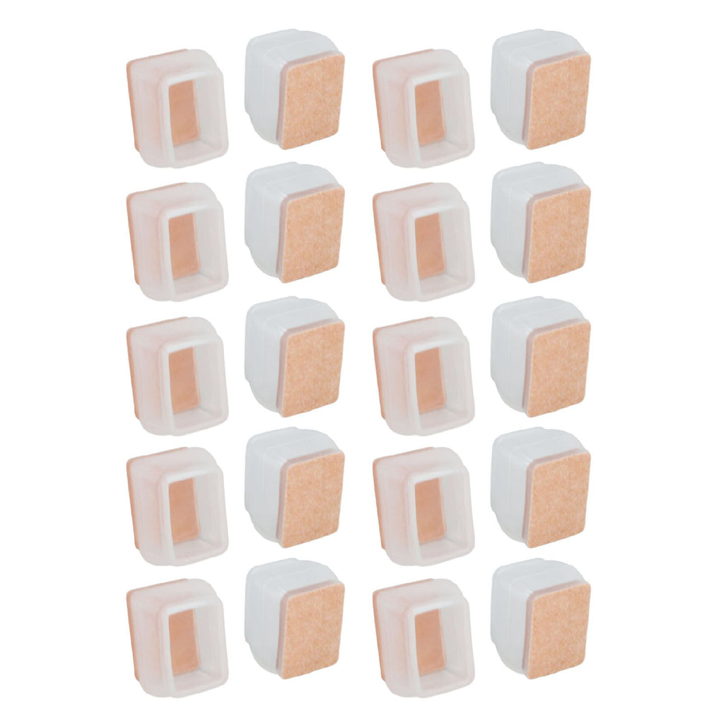 20Pcs Chair Leg Protector for Hardwood Floor Rubber Felt Furniture Pad Cover Non Scratches Noise Transparent Rectangle S