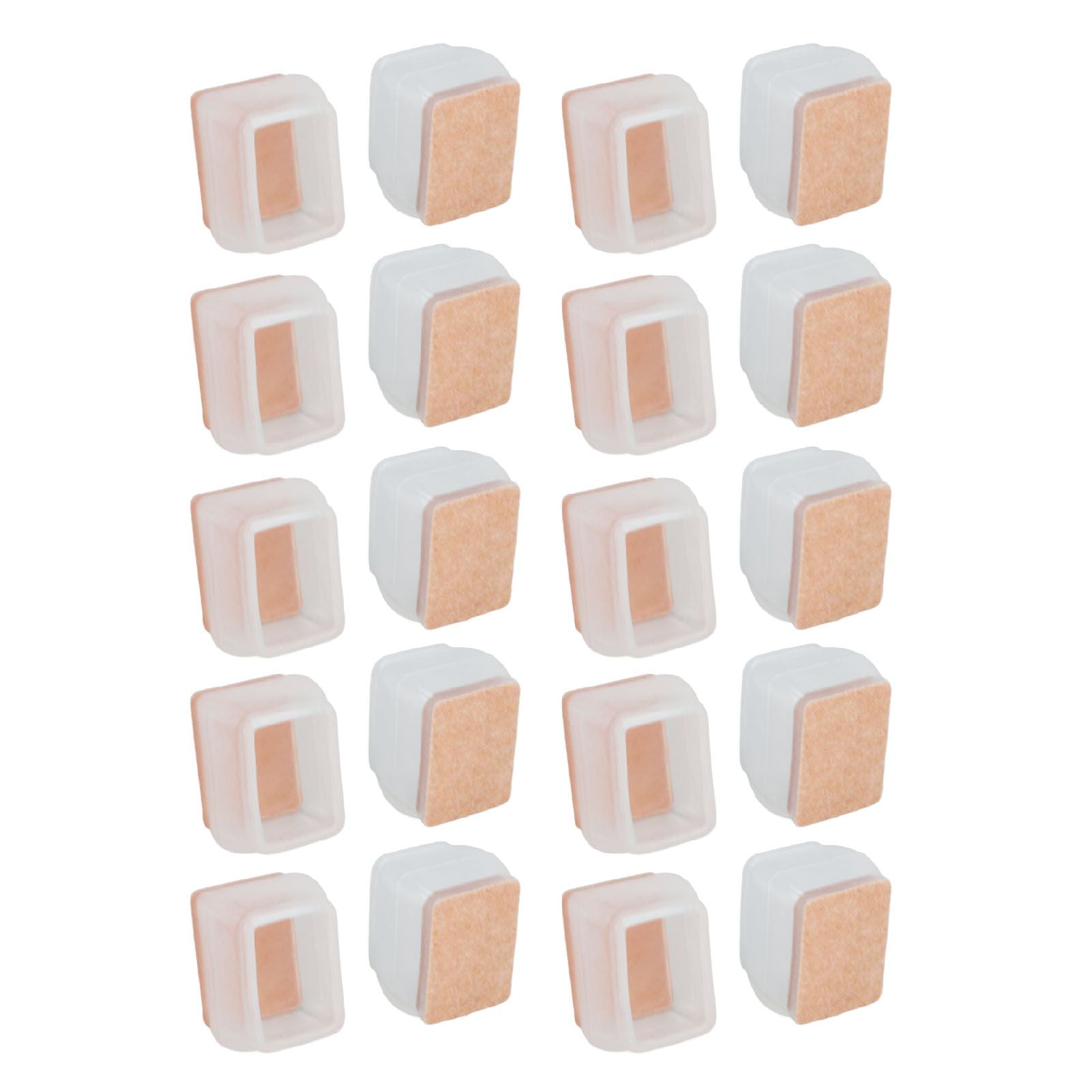 20Pcs Chair Leg Protector for Hardwood Floor Rubber Felt Furniture Pad Cover Non Scratches Noise Transparent Rectangle S