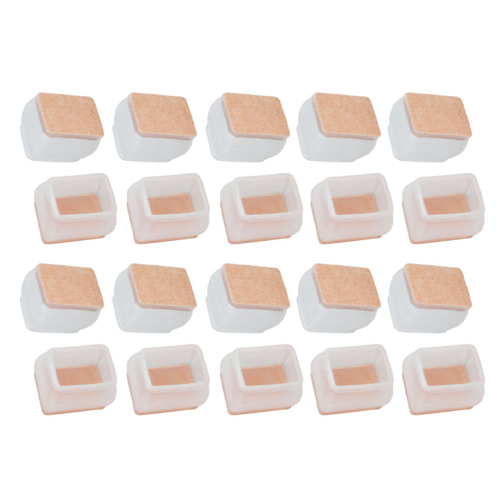 20Pcs Chair Leg Protector for Hardwood Floor Rubber Felt Furniture Pad Cover Non Scratches Noise Transparent Rectangle S