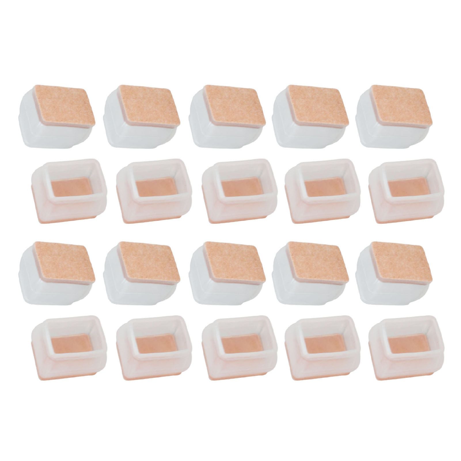 20Pcs Chair Leg Protector for Hardwood Floor Rubber Felt Furniture Pad Cover Non Scratches Noise Transparent Rectangle S