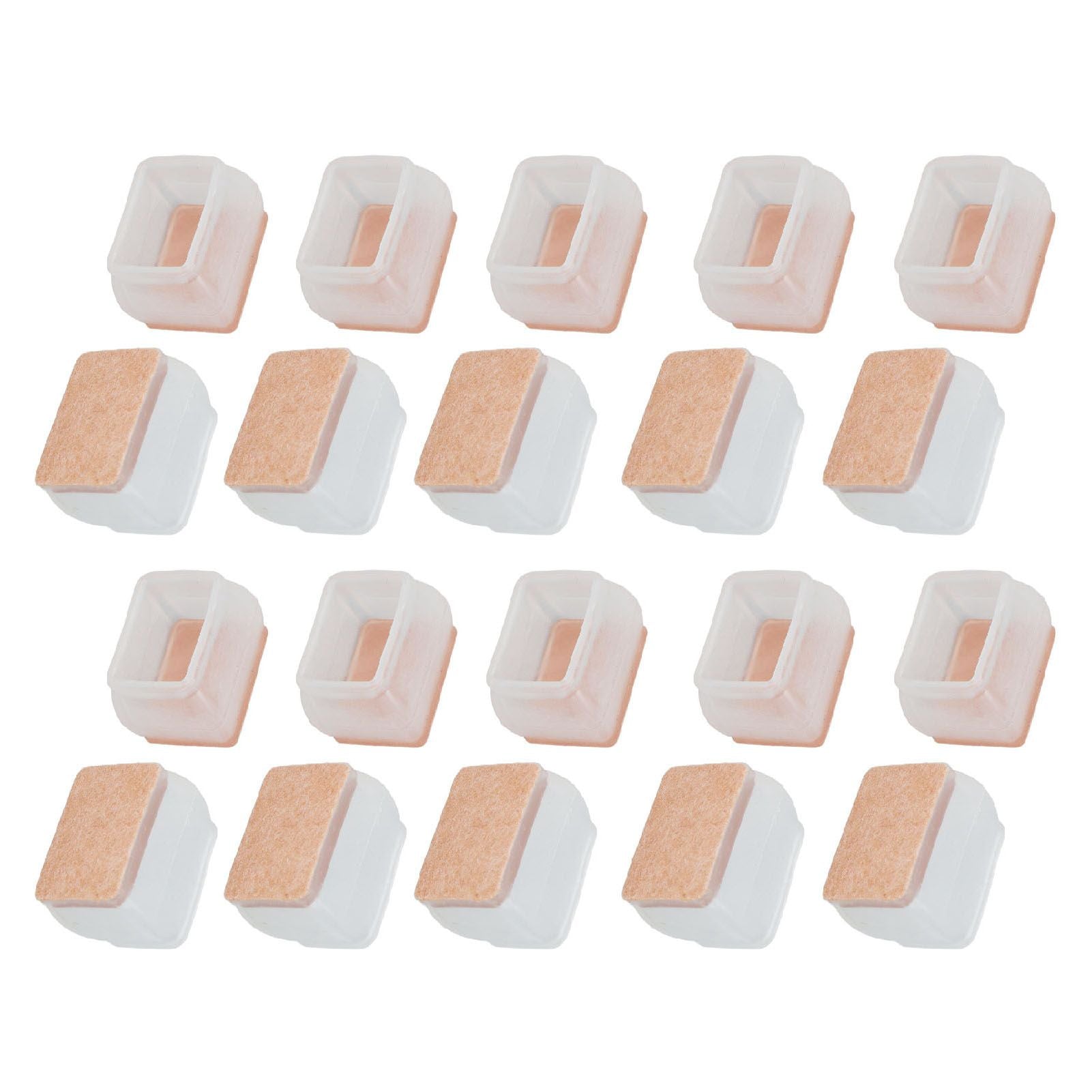 20Pcs Chair Leg Protector for Hardwood Floor Rubber Felt Furniture Pad Cover Non Scratches Noise Transparent Rectangle S