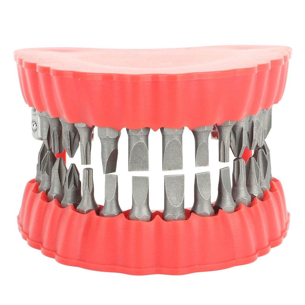 Denture Drill Bit Holder Denture Screwdriver Organizer 3D Sculpture Desk Decor 28 Holes Red With Bits
