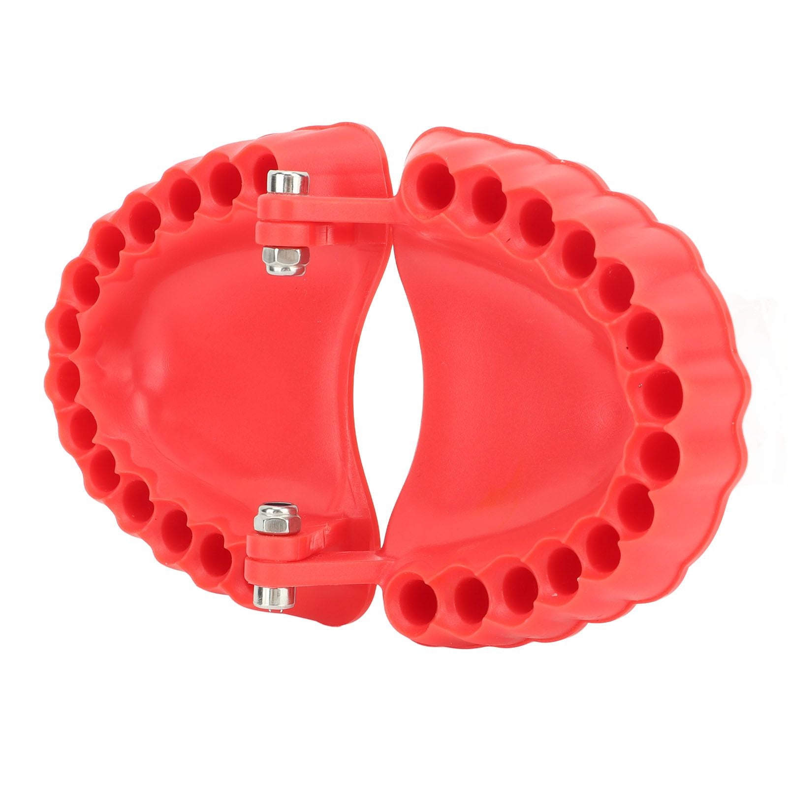 Denture Drill Bit Holder Denture Screwdriver Organizer 3D Sculpture Desk Decor 28 Holes Red Without Bits
