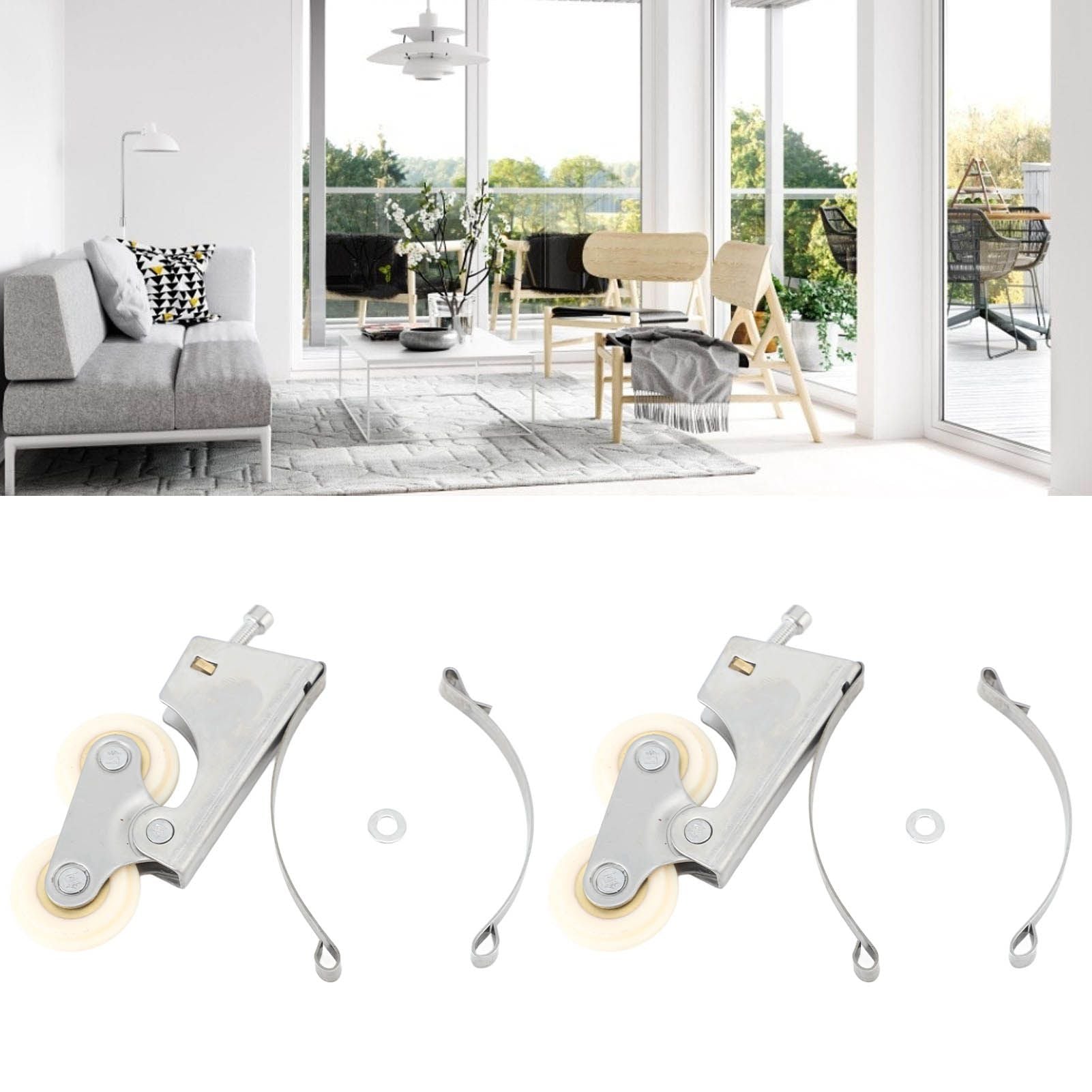 2PCS Wardrobe Pulley Stainless Steel Sliding Door Roller Wheels Waterproof Copper Core for Closet Cabinet Furniture Bathroom Convex