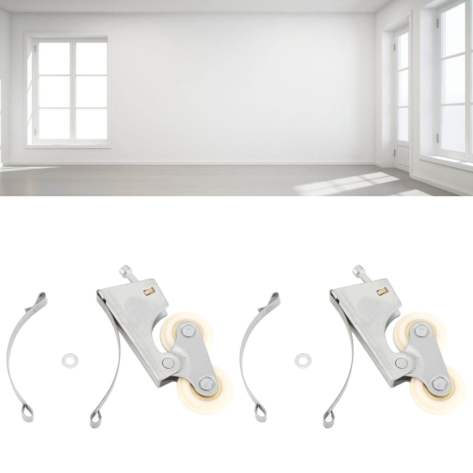2PCS Wardrobe Pulley Stainless Steel Sliding Door Roller Wheels Waterproof Copper Core for Closet Cabinet Furniture Bathroom Convex
