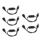 5PCS ON Off Switch Male to Female Cable 2 Pin PVC USB Extension Cable with B utton for Driving Recorder LED Lights Black